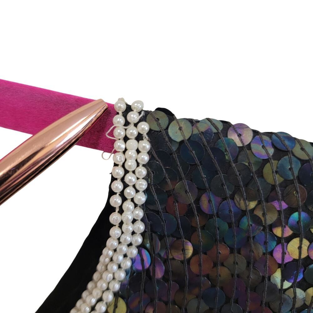 Gorgeous Sequin Sheath Dress | Modest Glam Vintage Silk - Picture 10 of 12